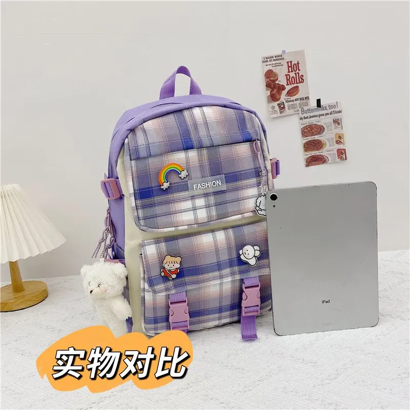 4 pcs sets canvas Schoolbags For Teenage Girls Female Children Shoulder Bags New Trend Female Backpack Fashion Women Backpack