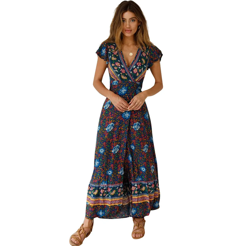 

Women's Long Dress 2021 Summer Wear Women's Sexy Clothes V Neck Short Sleeve Nightdress Lingerie Household