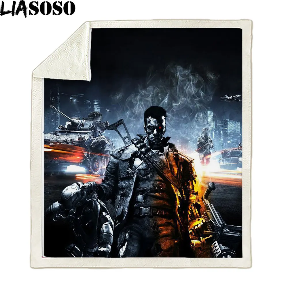

The Terminator SkyNet T-800 Blanket Flannel Textile Science Fiction Lightweight Thin Throw Blanket for Bedding Set Bedspread