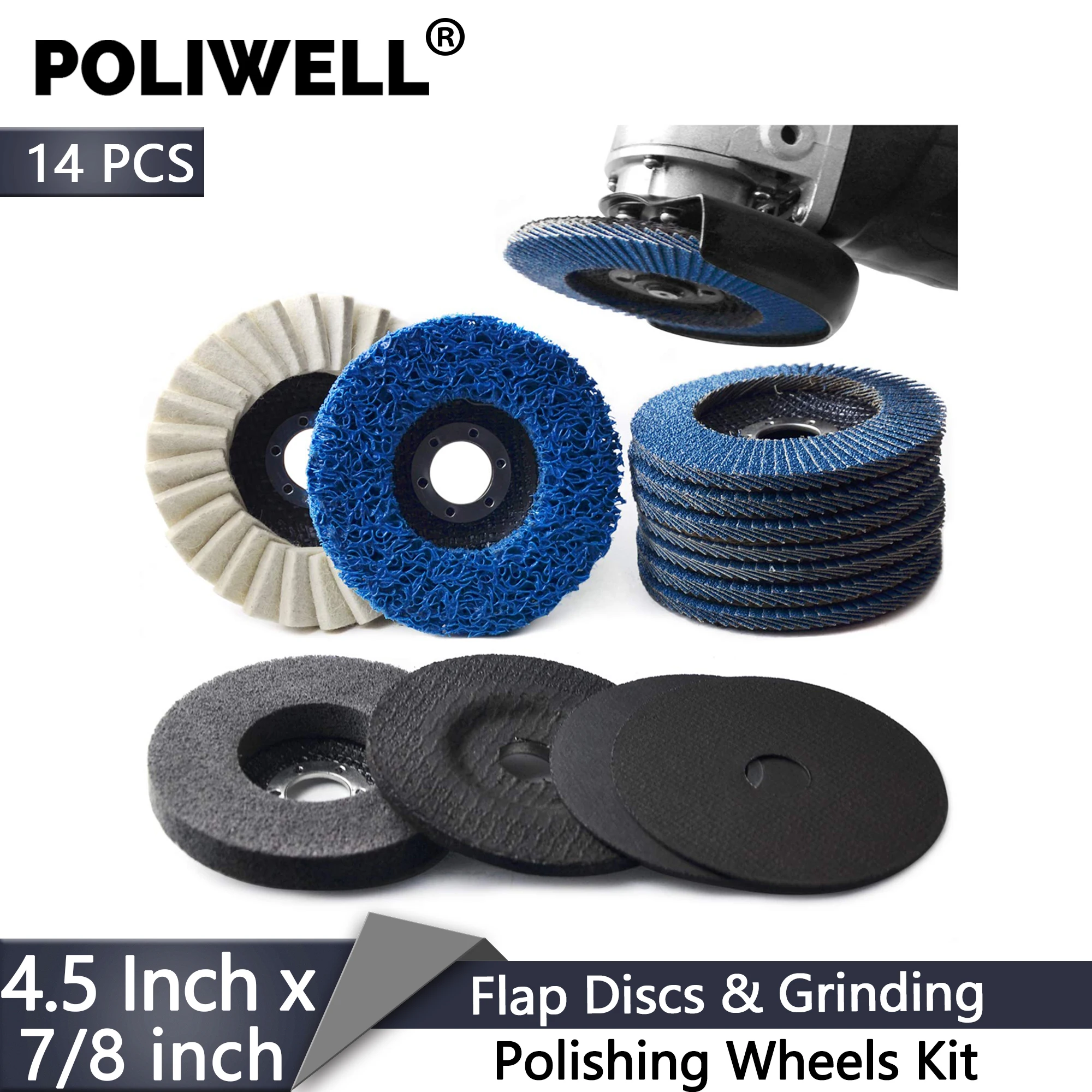 14 шт., откидные диски 4,5x7/8 дюйма для шлифовальной машины