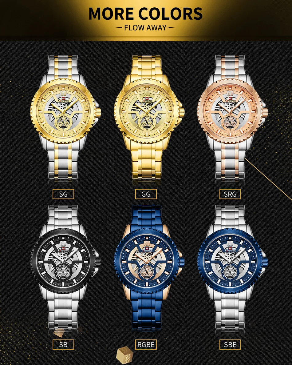 Часы наручные NAVIFORCE Мужские кварцевые спортивные водонепроницаемые брендовые