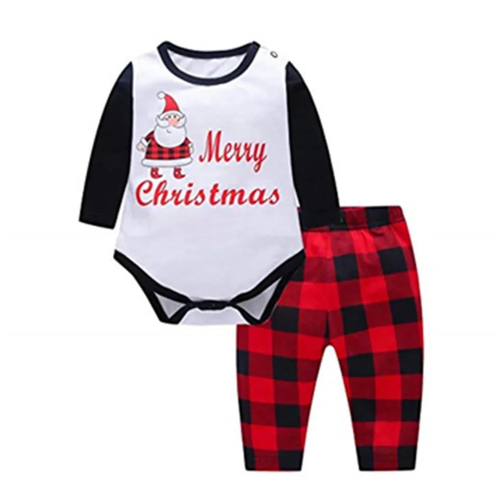 Merry Christmas Print Family Pajamas Set Clothes Parent-child Suit Home Sleepwear New Baby Kid Dad Mom Outfits | Мать и ребенок