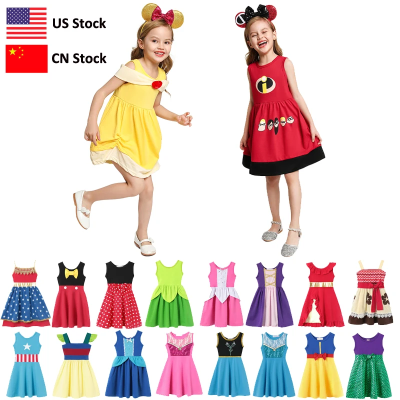 

Baby Girl Mickey Dress Up Dress Kids Ariel Cosplay Costumes Summer Toddler Princess Snow White Cinderella Elsa Anna Belle Moana