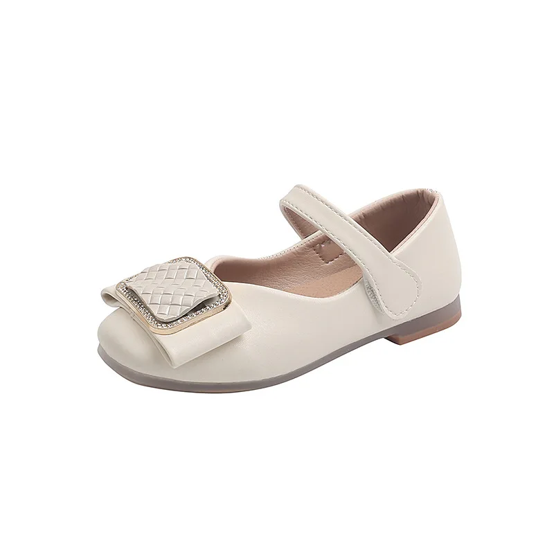 

2021 Spring Autumn Girls Leather Shoes Mary Janes Children Party Wedding Shoes Chic Rhinestone Buckle Kids Flats 26-36 Princess