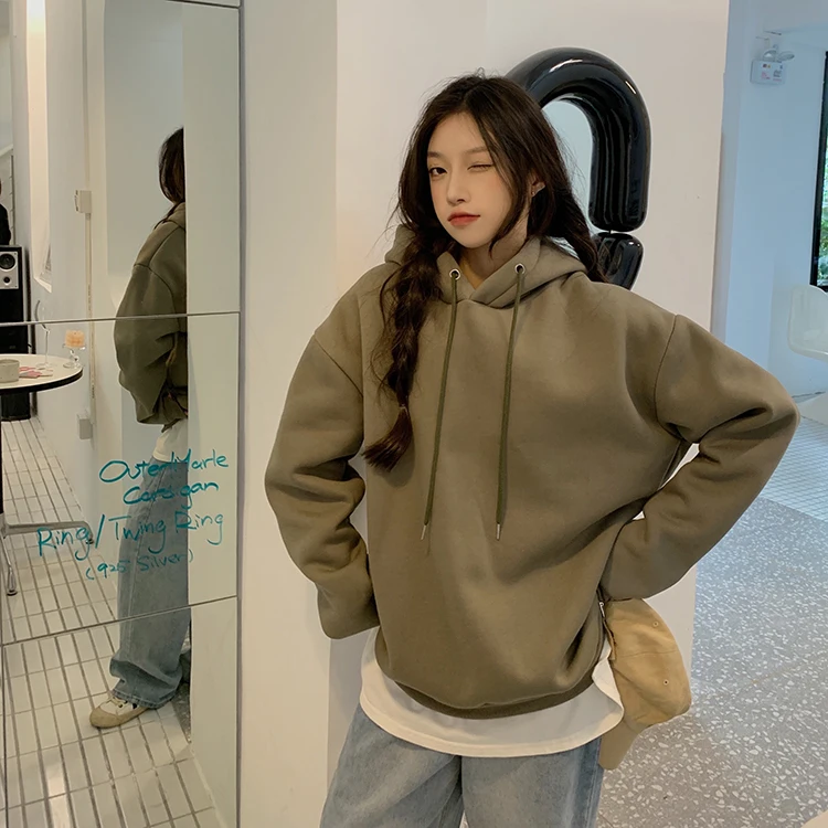 

2021 Winter New Korean Plush Hooded Women's Sweater
