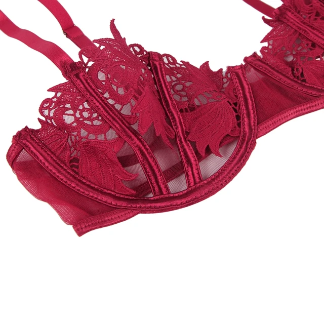 Buy Ladies Transparent Open Cut Embroidery can Adjust Women's Sexy Underwear.  (red) Online at desertcartINDIA