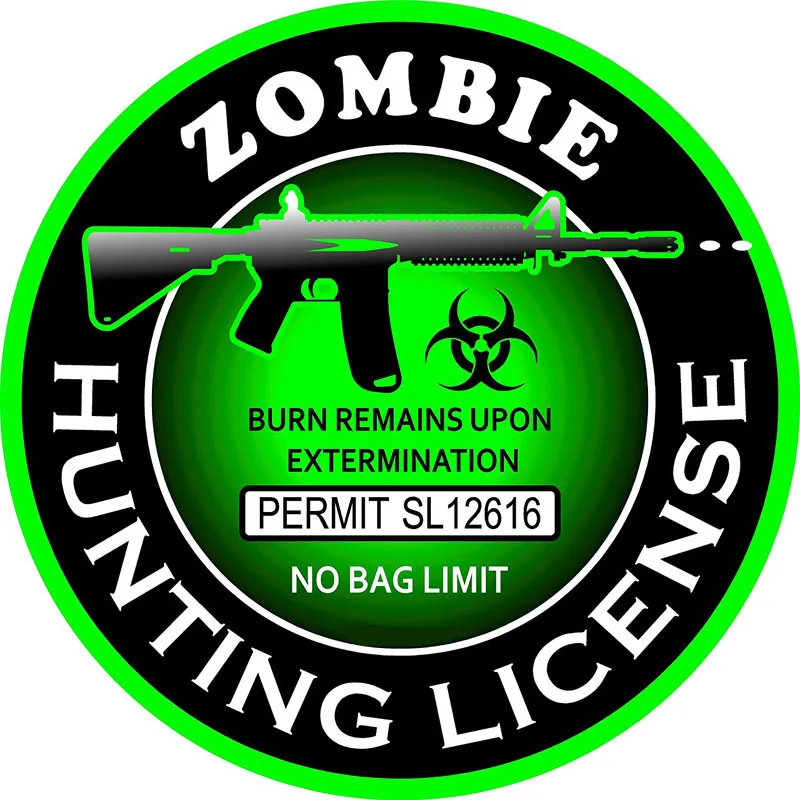

Creative Zombie Hunting License Car Stickers Pvc Personalized Body Decoration Auto Parts Decals Waterproof 10cm * 10cm