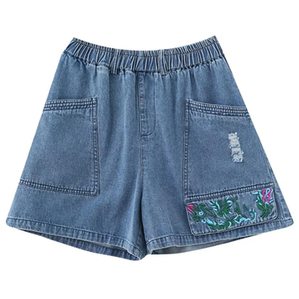 Fashion Denim Shorts Women High Waist Summer Pants Loose Wide Leg Jeans | Женская одежда
