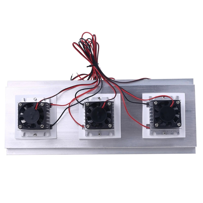 

TEC Electron Semiconductor Refrigeration Cooler Triple Fan Thermoelectric Module Kit DIY Peltier Cooling Unit Dropship
