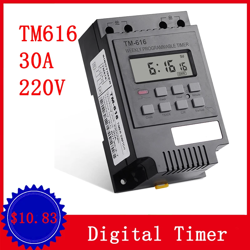 Электронный таймер TM616 30A 220 В программируемый на неделю цифровой с 7-дневным
