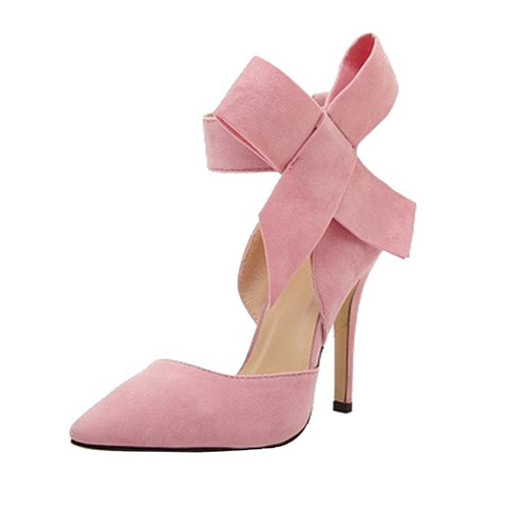 1 пара Босоножки с ремешком на щиколотке большим бантом и острым носком Вечерние