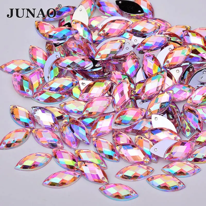 JUNAO 7x15 мм блестящие серебряные швейные хрустальные стразы кристаллическое
