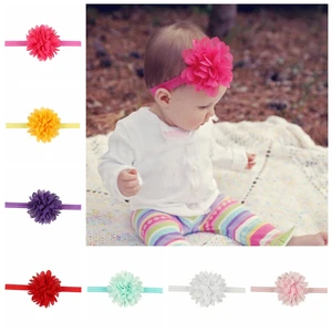 Повязка на голову шифоновая детская, для девочек, 1 шт., Цветочная эластичная повязка на голову