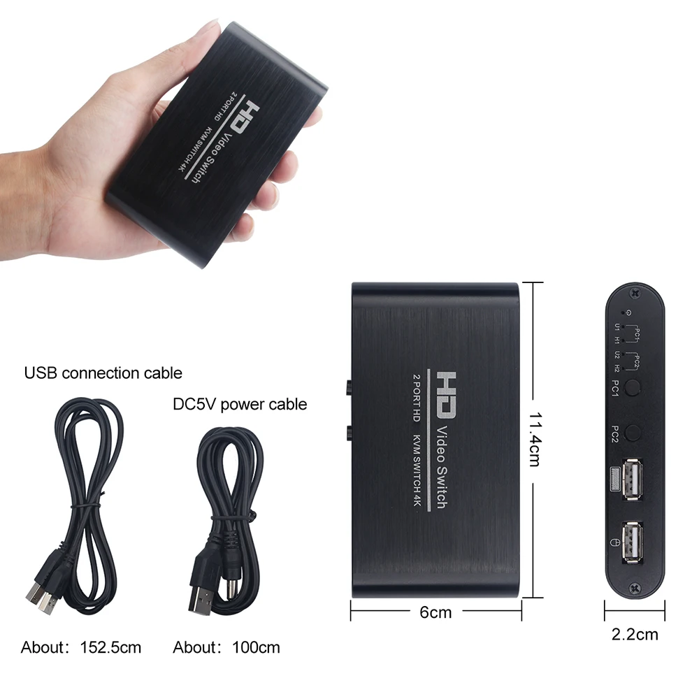 

HD Video Switch Wireless Mouse Keyboard Sharer 4K HDMI-Compatible KVM USB 2.0 Computer Switcher Monitor Display Sharer