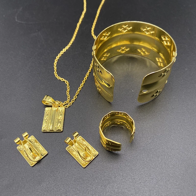 Эфиопские Детские Кольца и серьги комплекты ювелирных изделий для невесты