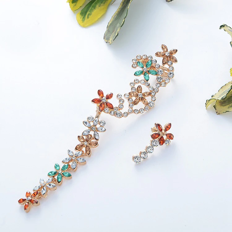 Хрустальное винтажное украшение в виде цветка висячие серьги ассиметричная