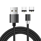 Кабель для зарядки 2 в 1 USBMicro USB + Type-CUSB-C, магнитное металлическое соединение, нейлоновая оплетка, длина: 2 м