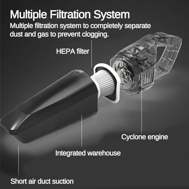 

4000KPA Car Vacuum Cleaner 12V Portable Handheld Cordless USB 120W Super Suction Wet/Dry Vaccum Cleaner for Car Home Pet Hair