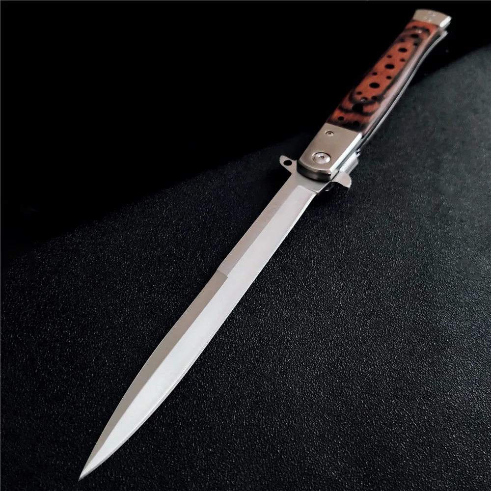 

Swordfish Portable Folding Blade Knife 5CR13MOV Steel Color Wood Handle Outdoor Camping Tactical Survival Self Defense EDC Tools