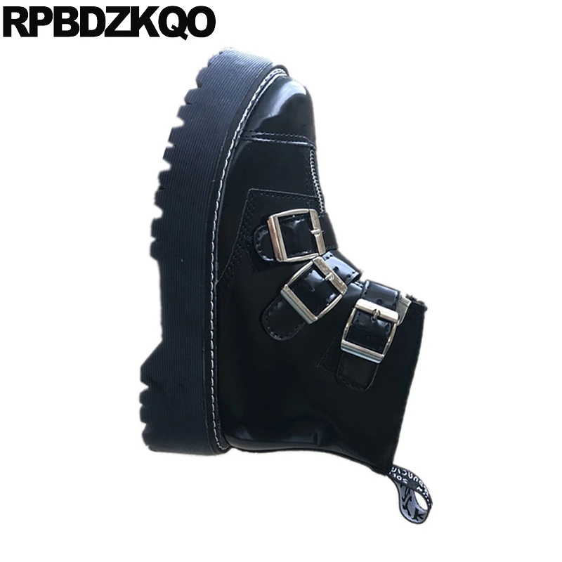 ботинки панк-рок новый Muffin батильоны водонепроницаемый Flatform лакированная кожа