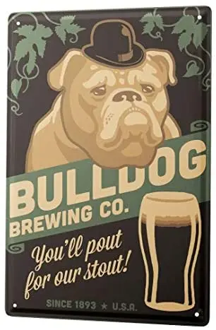 

Жестяной знак Декор таблички порода бульдога