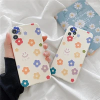 white cartoon colorful flower phone case for iphone 11 pro max x xr xs max 12 mini 7 8 plus se 2020 cute soft shell