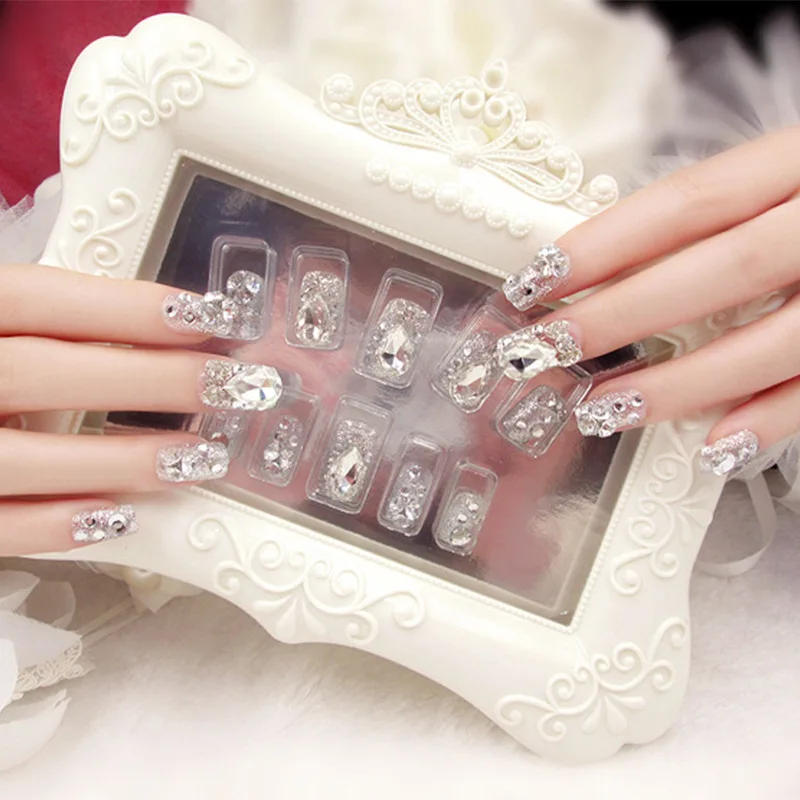 

Bridal Nail Art Sticker Women Fashion False Nails Elegant Gem Nail Decor Accessories Diy Nail Art Decor Decorations Tips