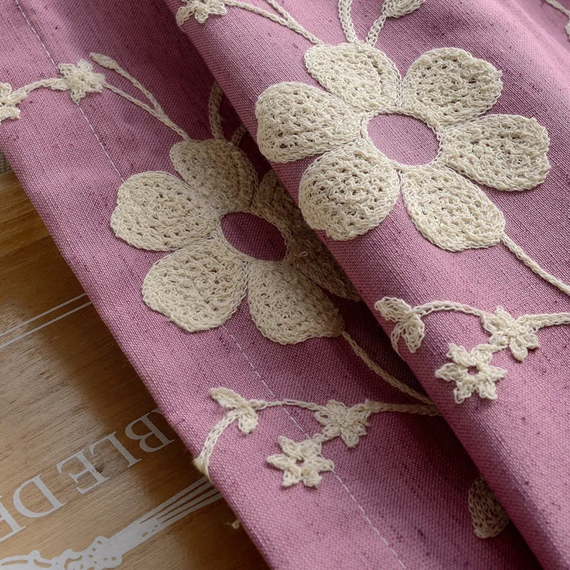 American Country Rural Curtains for Living Dining Room Cotton Linen Beige Purple Green Blue Colors Embroidery Bedroom High Grade | Дом и сад