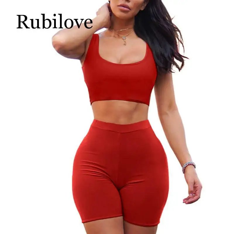 

Rubilove Женский комплект 2 шт. Короткие топы и велосипедные шорты, костюмы, сексуальные Клубные костюмы, спортивный костюм из двух предметов, по...