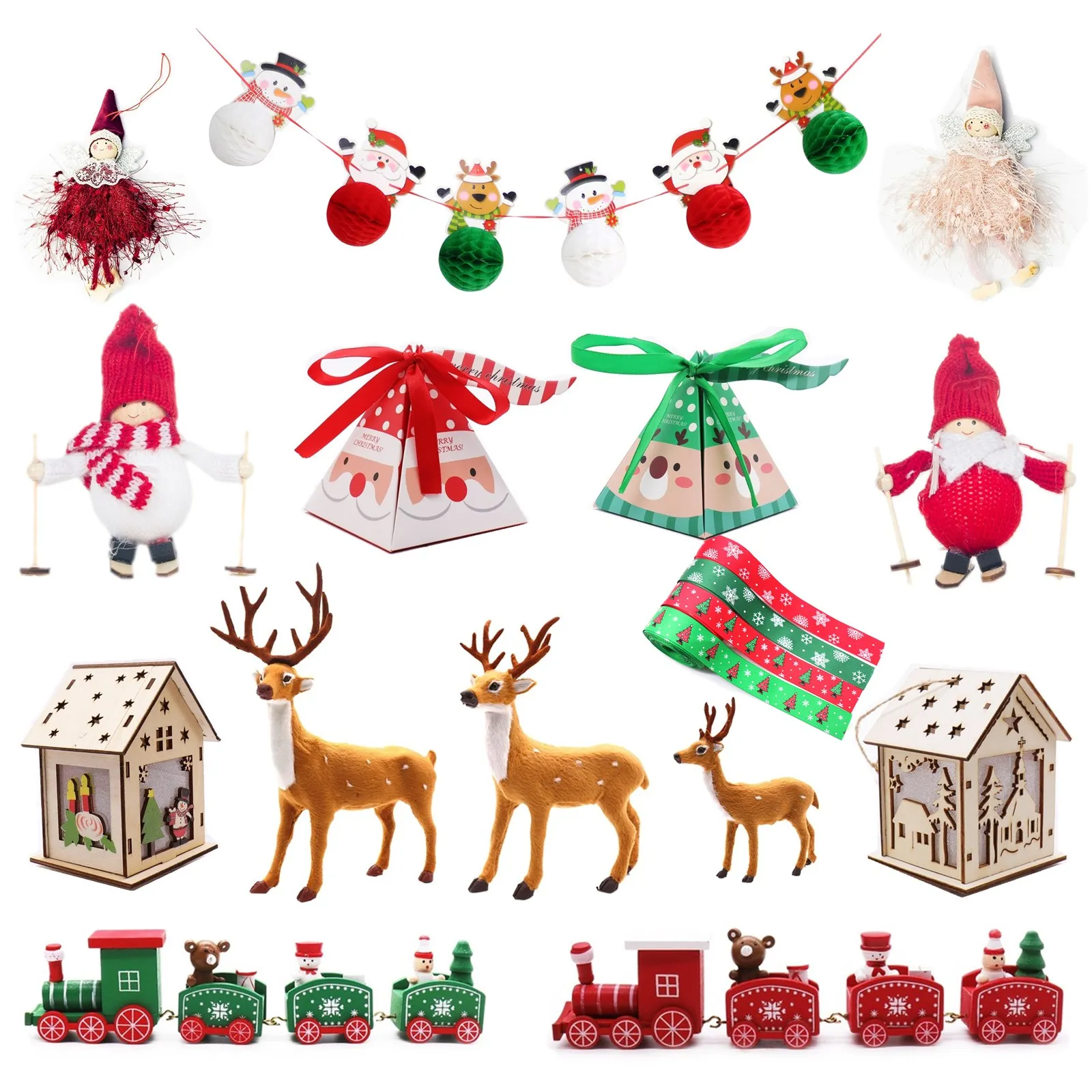 Креативные деревянные печатные рождественские кулоны угловые кукольные