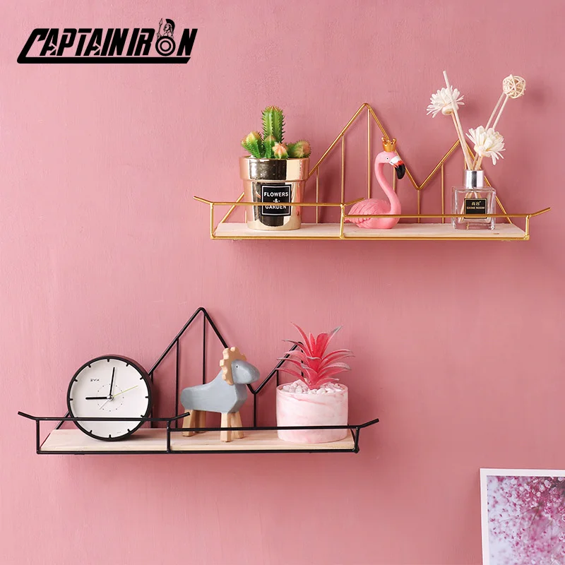 

CAPTAINIRON Mountain Shape Wall Hanging Shelves Nodic Iron Wall Shelf for Home Storage Scandinavian Style Home Decor Metal Rack