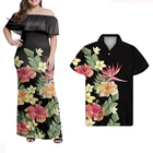 HYCOOL черное сексуальное свадебное платье с цветочным принтом на одно плечо женское облегающее Макси-платье Гавайская пляжная одежда для пар женское платье