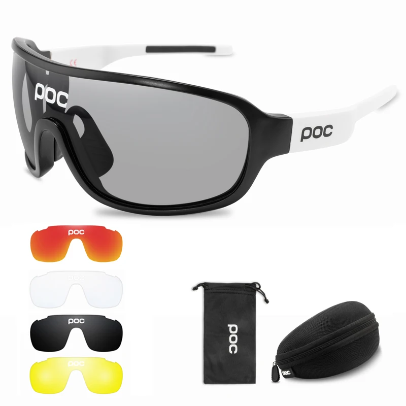 

POC 5 Lens Cycling Sunglasses Outdoor Sport Photochromic Eyewear Men Women Bicycle Mountain Bike Glasses UV400 Fishing Goggles