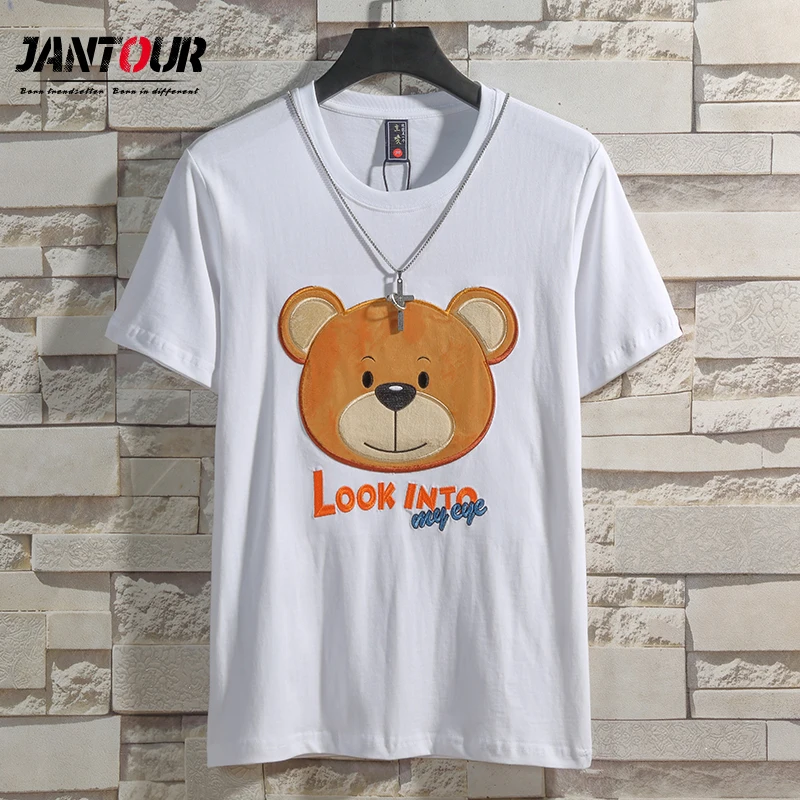 

Брендовая мужская одежда в стиле «хип-хоп» заплатка "медведь" полотенце с вышивкой футболка уличная футболка Летняя футболка с короткими ру...