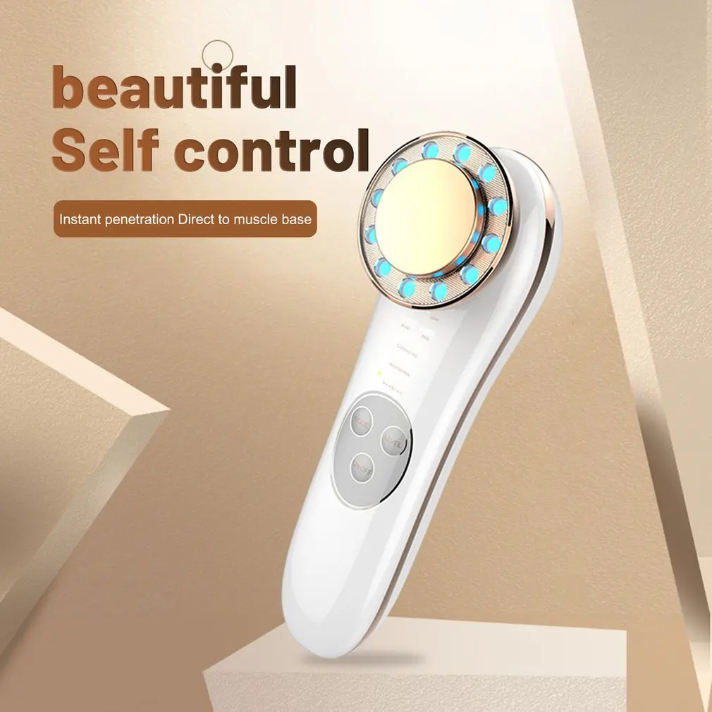 

1pc LED Facial Massager Ultrasonic Photon Skin Lifting Wrinkle Remover Anti Aging Beauty Skin Care Tool Random Color