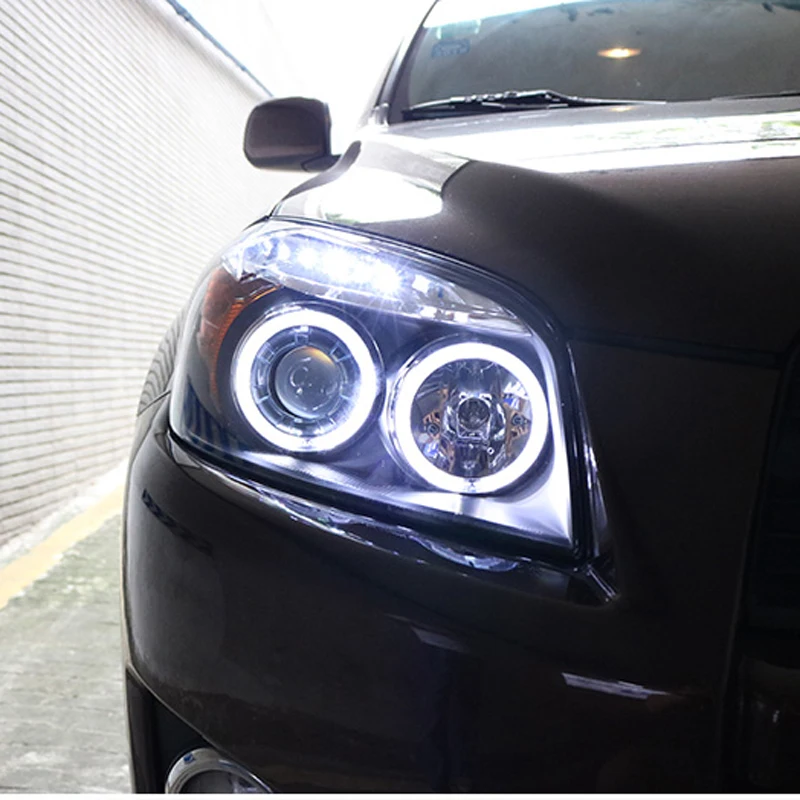 Двойные светодиодсветодиодный биксеноновые фары Angel Eyes для Toyota RAV4 2009 2011|headlights