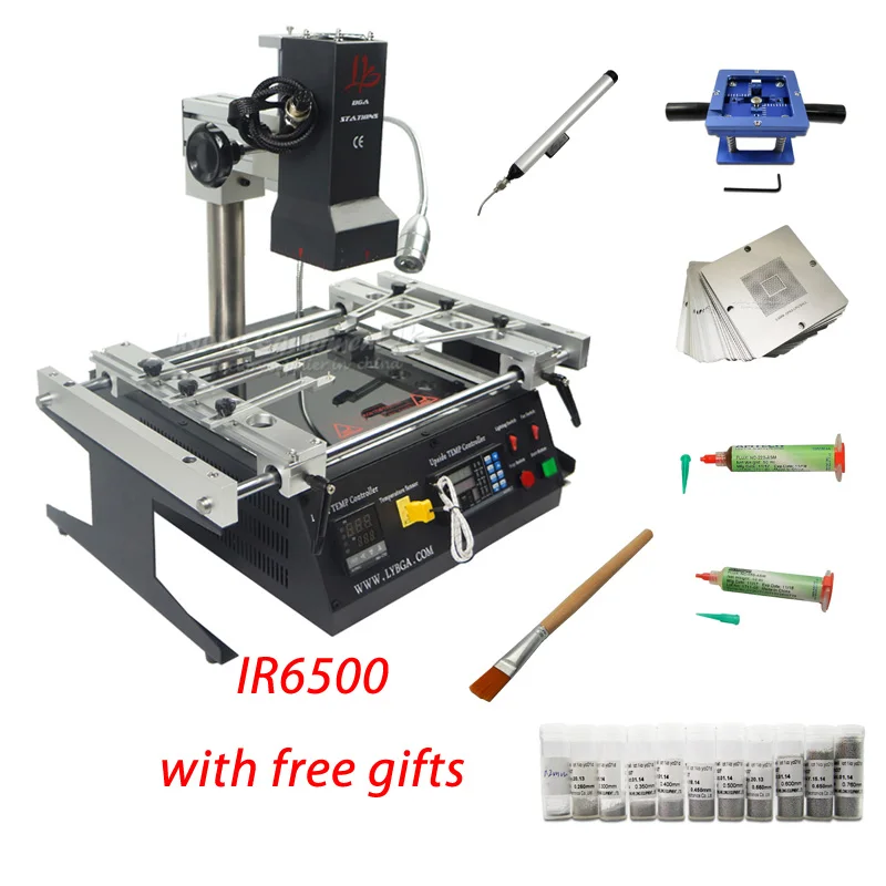 IR6500 BGA Rework Station Kits 2 Zones Infrared 2300W Repair Soldering Station for Motherboards Mobile Phone Chip PCB Machine