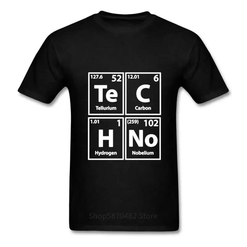 Новинка 2020 Мужская забавная дизайнерская футболка Te-C-H-No techno hiphop music Новые Топы