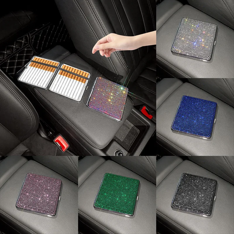 

Full Diamond Creative Colorful Double-sided Rhinestones Stainless Steel Portable Lady's Cigarette Case Box