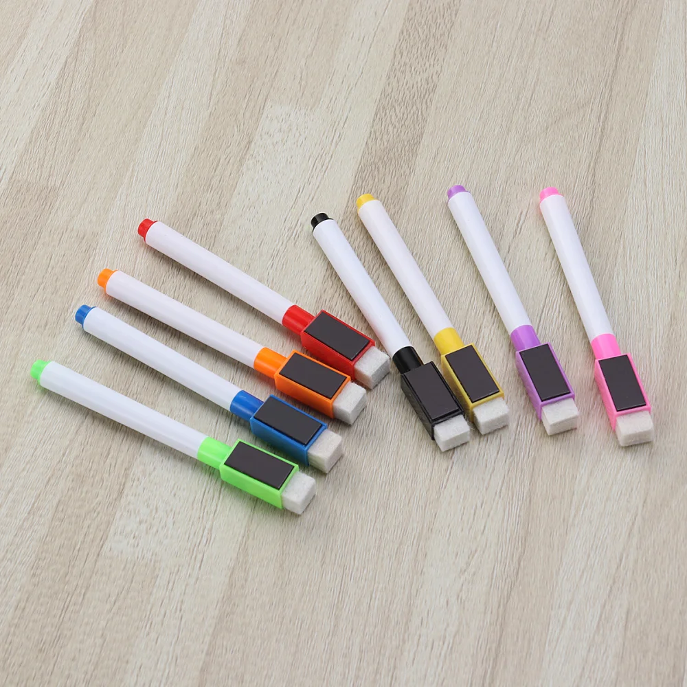 

8pcs Magnetic Colorful Whiteboard Pen Black White Board Markers Built In Eraser School Supplies Children's Drawing Pen(Pink, Nav