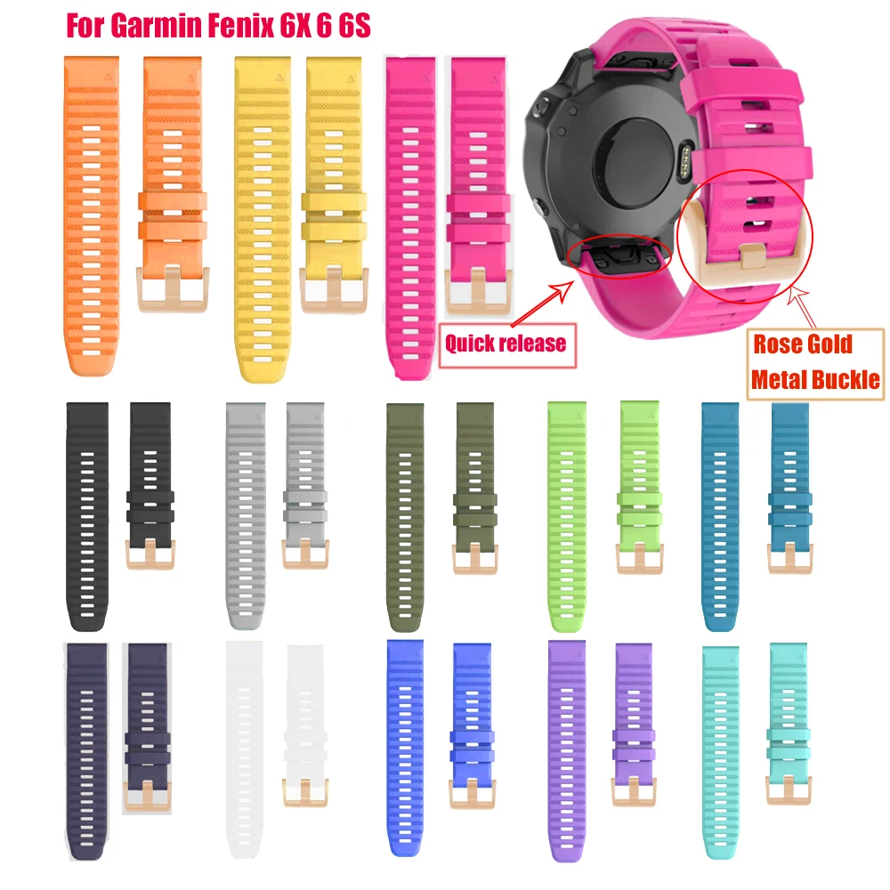 Ремешок быстросъемный для Garmin Fenix 6 6X 6S 5 5X 5S Plus 3HR силиконовый ремешок наручных