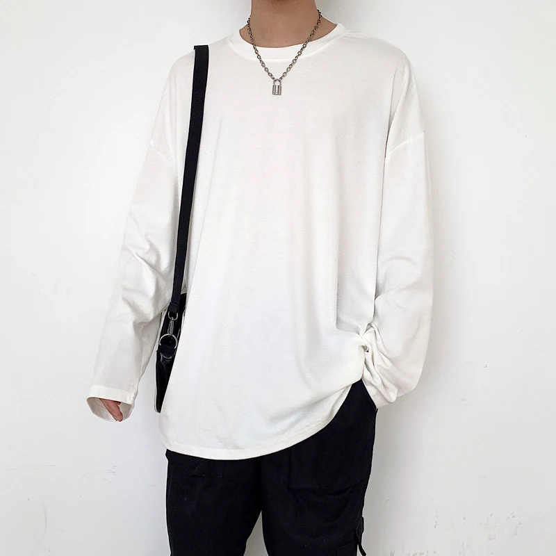 Harajuku/яркая Однотонная футболка с длинными рукавами однотонная универсальная