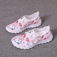 nurse doctor print women sneakers cosplay shoes slip on light mesh shoes breathable flats shoes zapatos planos halloween cosplay