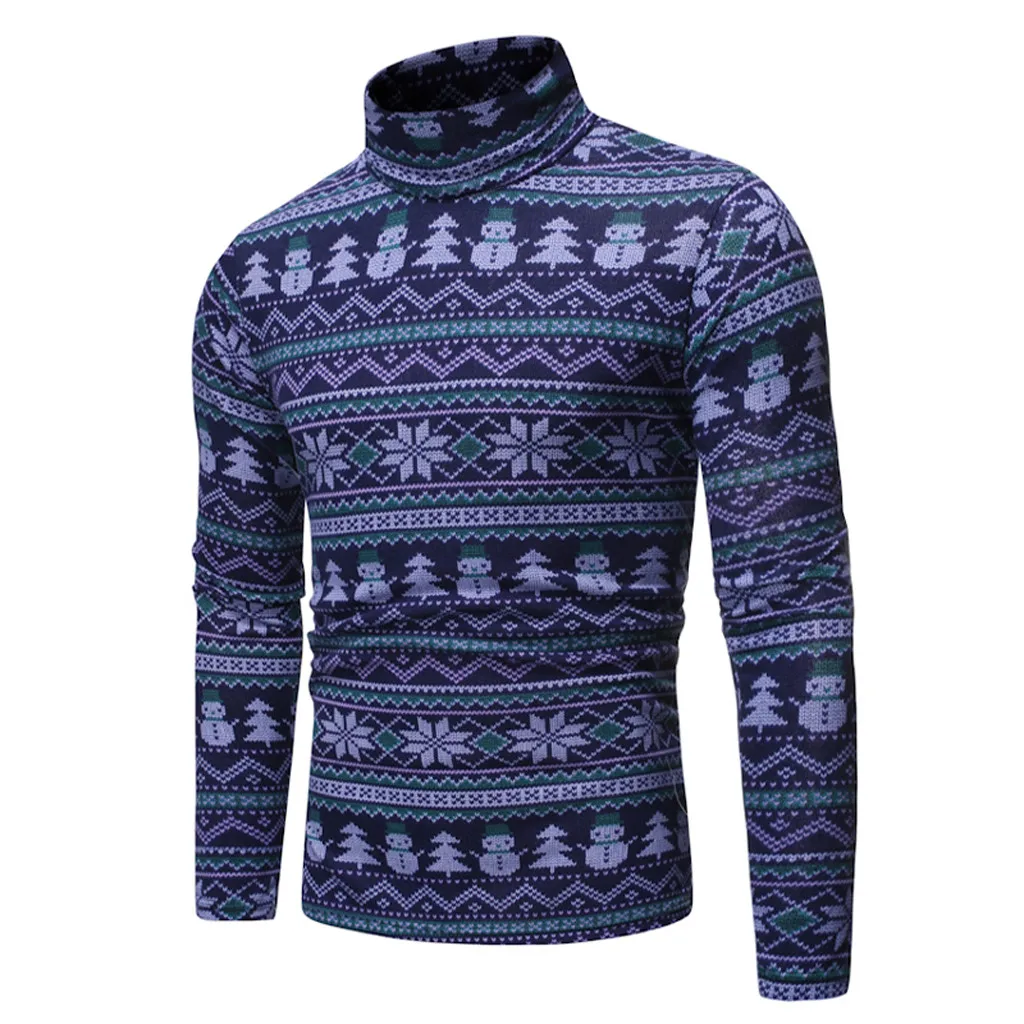 Новинка осень зима мужская водолазка с длинными рукавами Печатные трикотажные