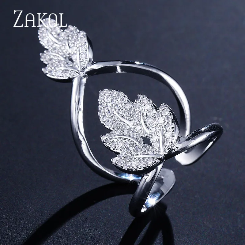 ZAKOL модный дизайн AAA CZ циркониевое Открытое кольцо для женщин Свадебные