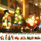 Подвесной светильник на окно, с изображением снеговика, Деда Мороза светодиодный на присоске