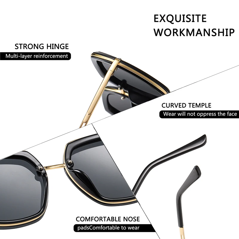 

Fashion Large Women's Sun glasses Polarized Fashion Luxury Female Designer Mirror Sunglasses For Ladies Goggle UV400