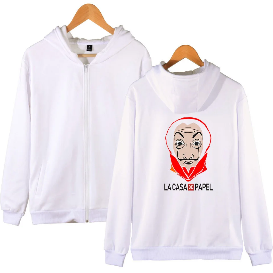 

Money Heist House of Paper La Casa De Papel Zip Hoodie Men Casual Slim Fit Pocket Zipper Hooded Sweatshirt Sportswear Outwear