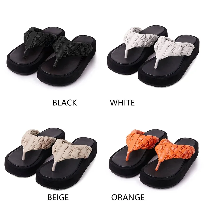 

Women Slippers 2021 New Clip Toe Sandals Women Shoes Wedge Platform Slippers Fashion Dress High Heels Female Flip Flops Casual