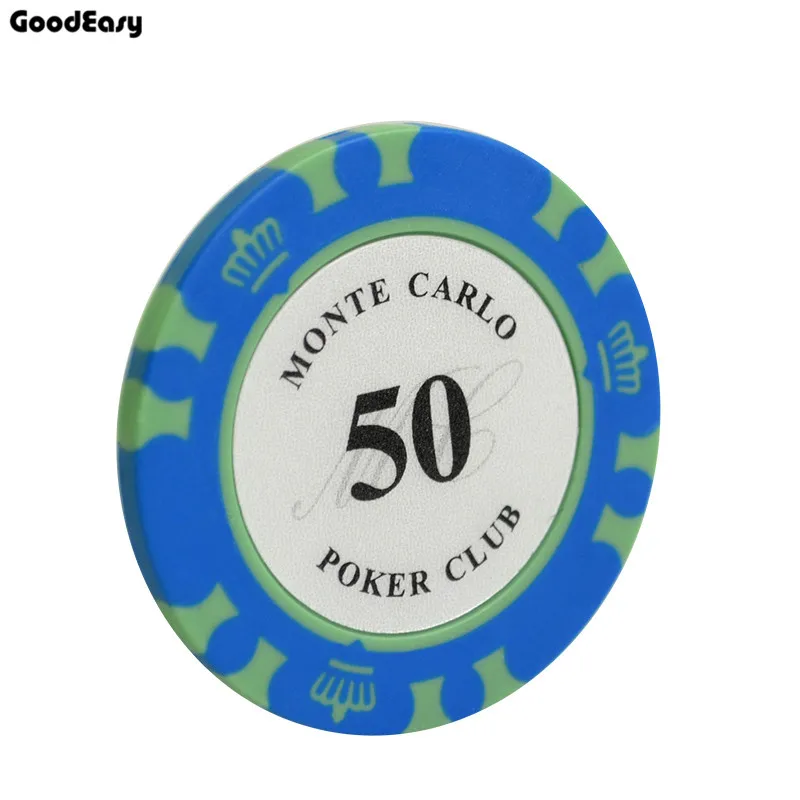 50 10 шт./компл. разноцветные фишки 14 г казино Baccarat Crown Monte Carlo дизайн глиняная Покерная фишка внутренняя металлическая с отделкой стикер - Цвет: 50